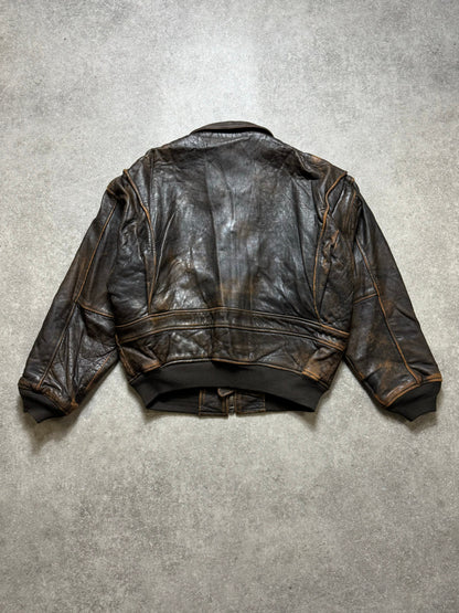 Avirex Distressed Effect Oversized Leather Bomber Jacket