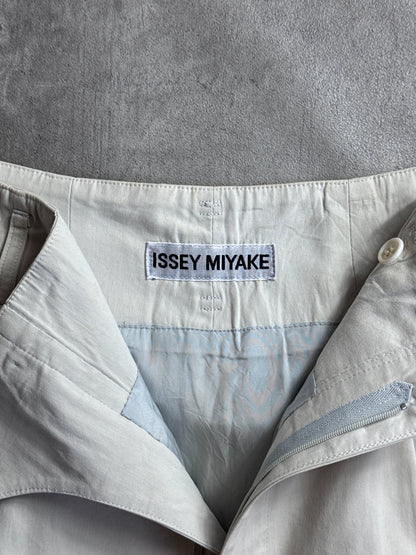 Issey Miyake Cream Tailored Satin Lined Midi Length Skirt