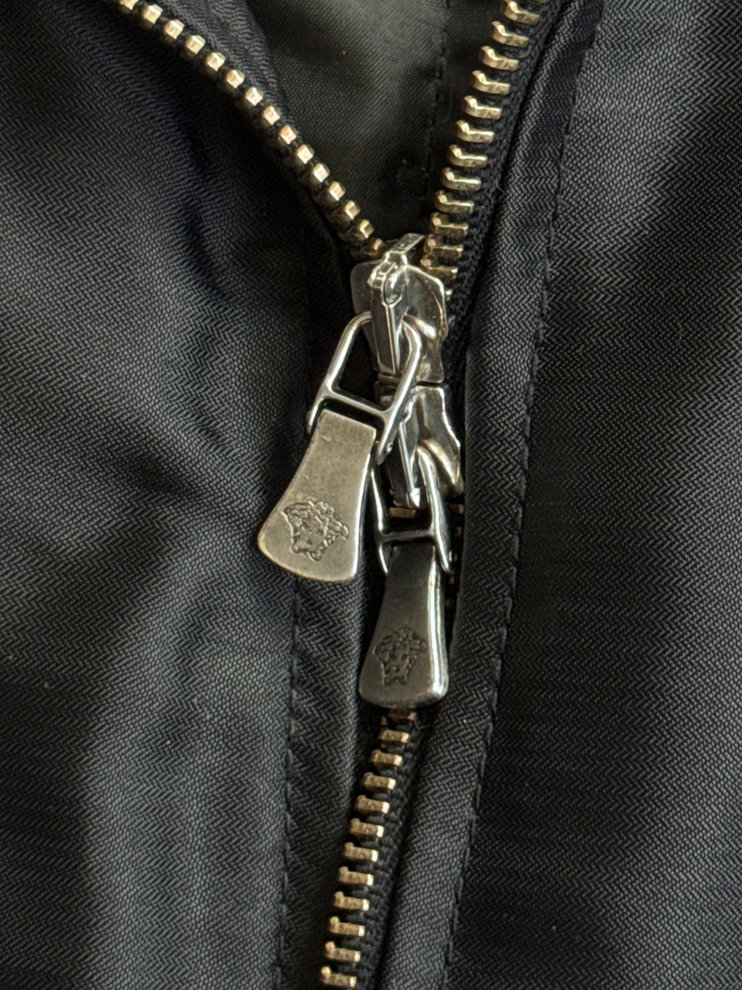 Versace Jeans Couture Rabbit Fur Lined Black Bomber Jacket