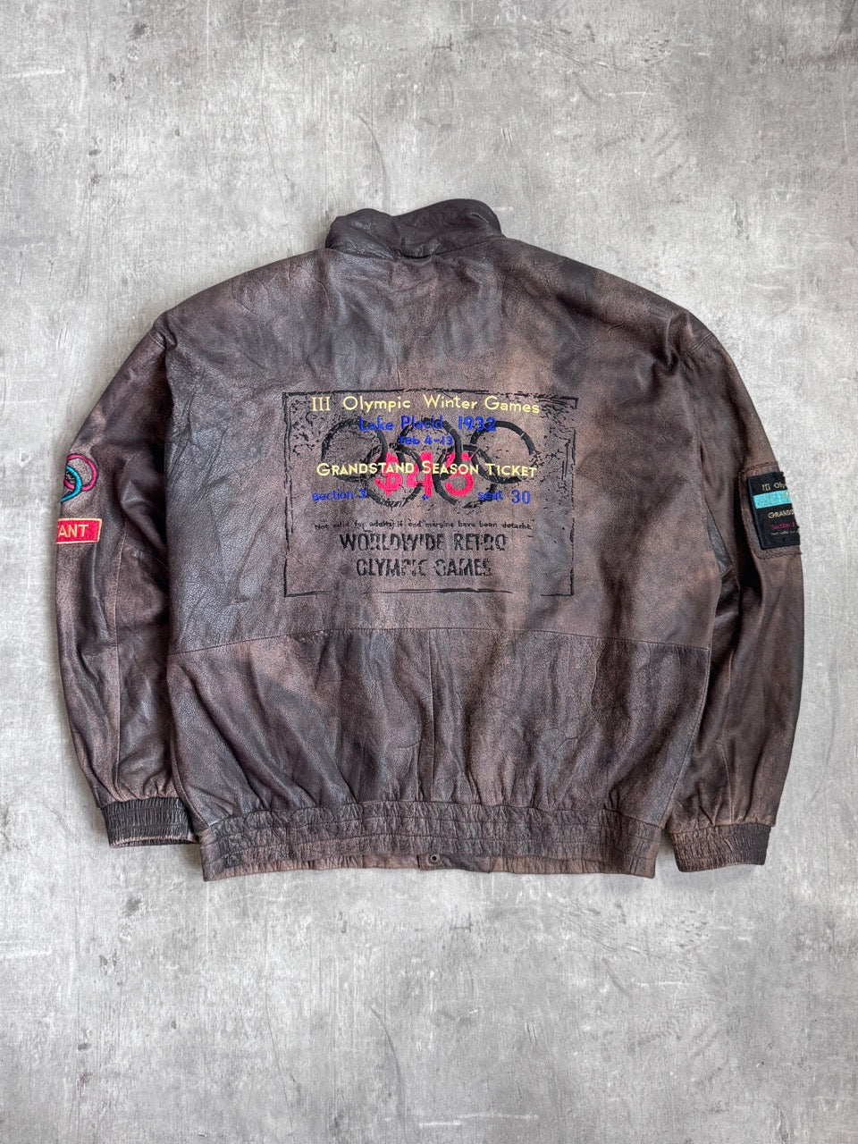 Adidas x Olympics 1932 Lake Placid Season Ticket Leather Jacket
