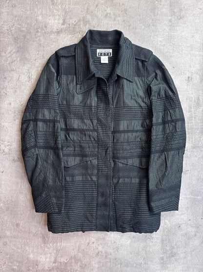 Issey Miyake Fete Green Two Tone Textured Button Down Field Jacket