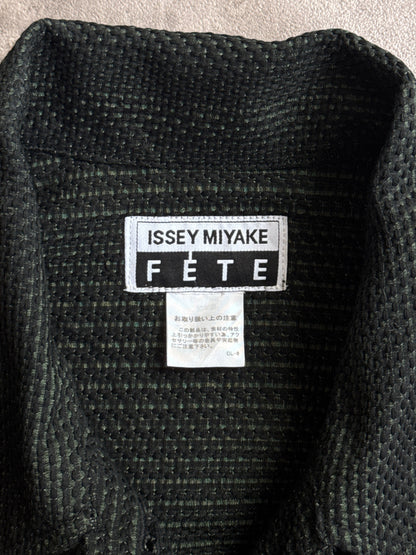 Issey Miyake Fete Green Two Tone Textured Button Down Field Jacket