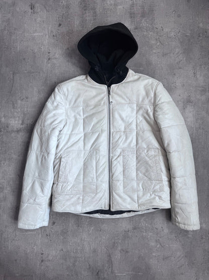 Schott Puffer Leather Hooded Jacket