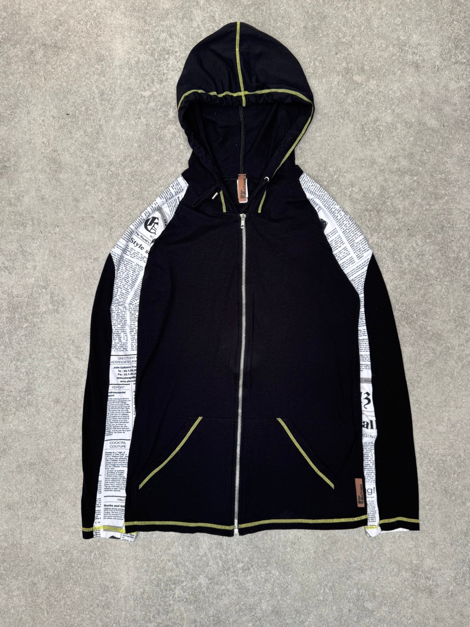 Galliano Newspaper Print Zip Up Sweater