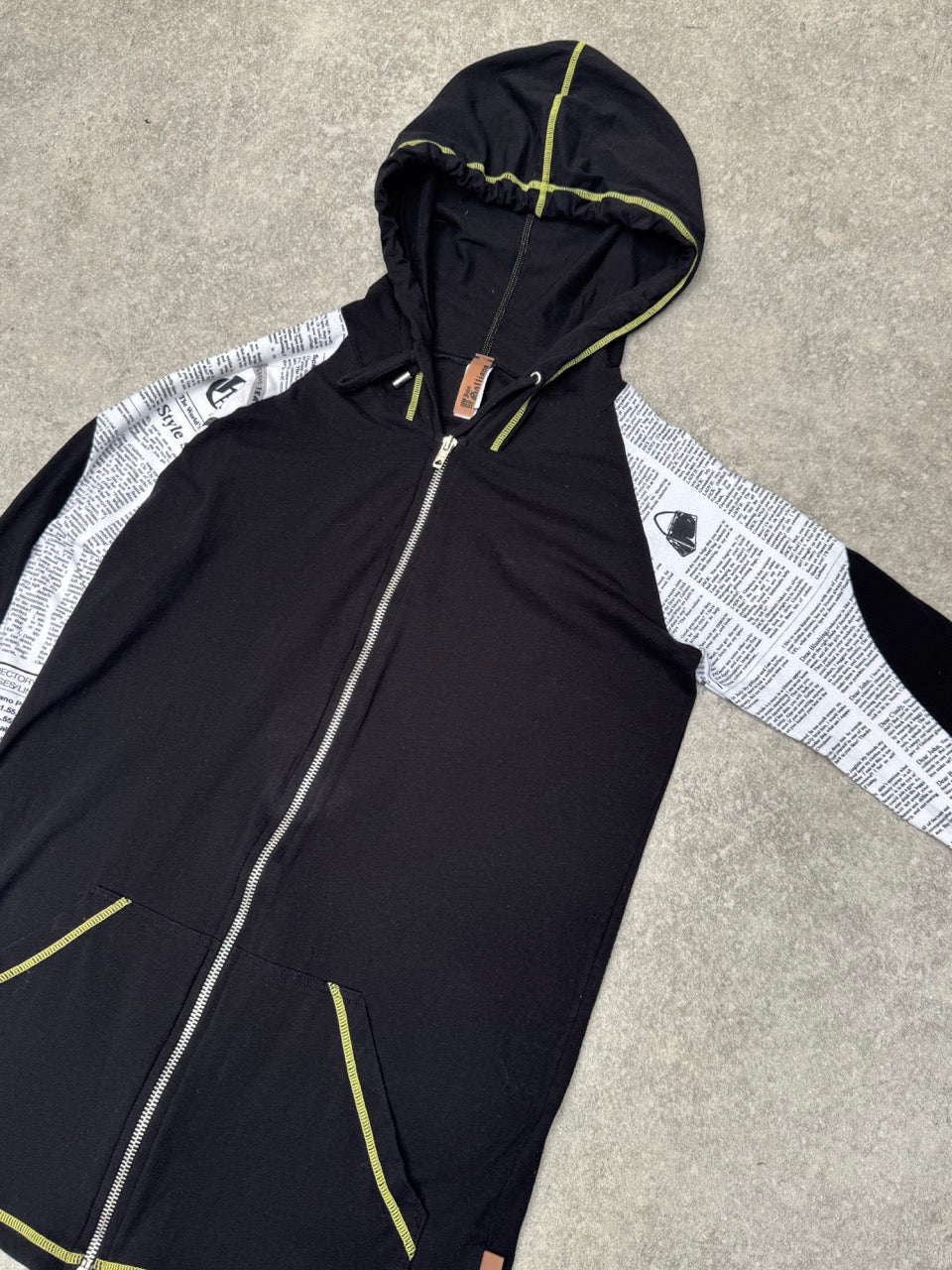 Galliano Newspaper Print Zip Up Sweater