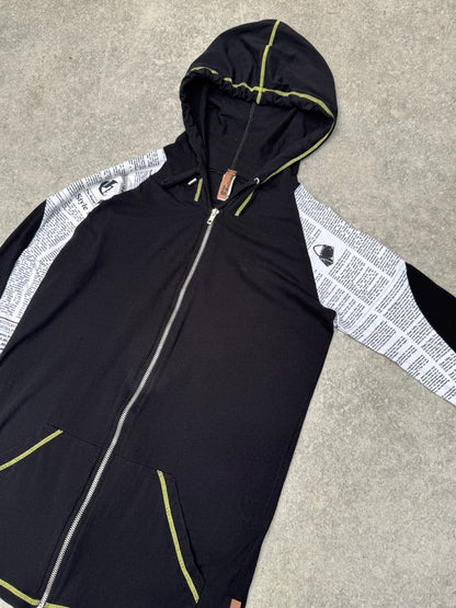 Galliano Newspaper Print Zip Up Sweater