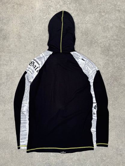 Galliano Newspaper Print Zip Up Sweater
