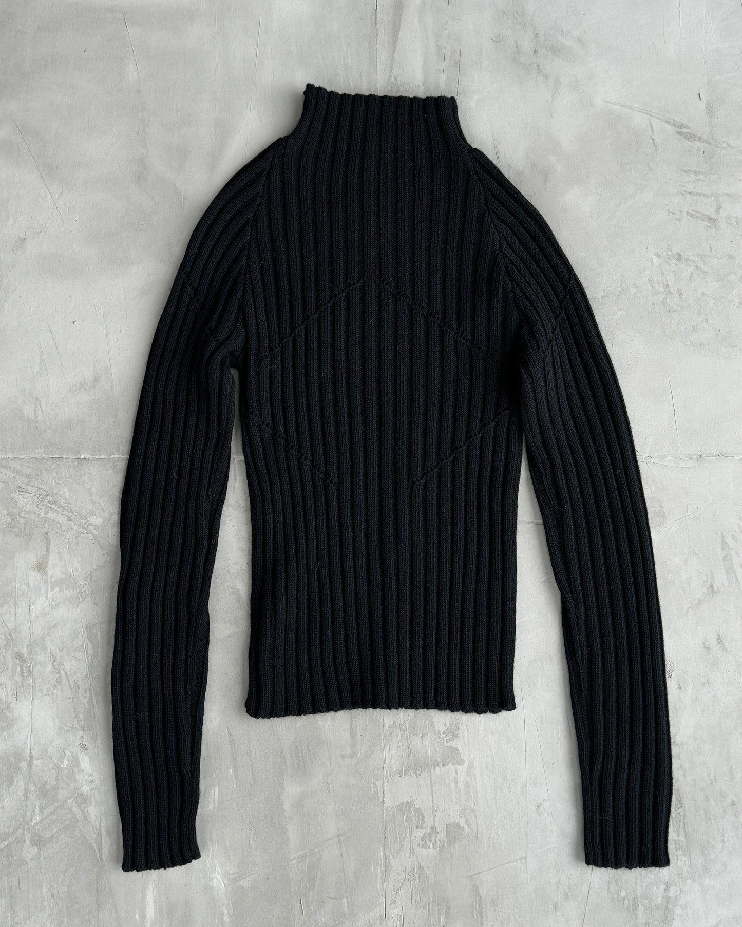 MARITHE FRANCOIS GIRBAUD MFG HIGH NECK RIBBED KNIT SWEATSHIRT - S