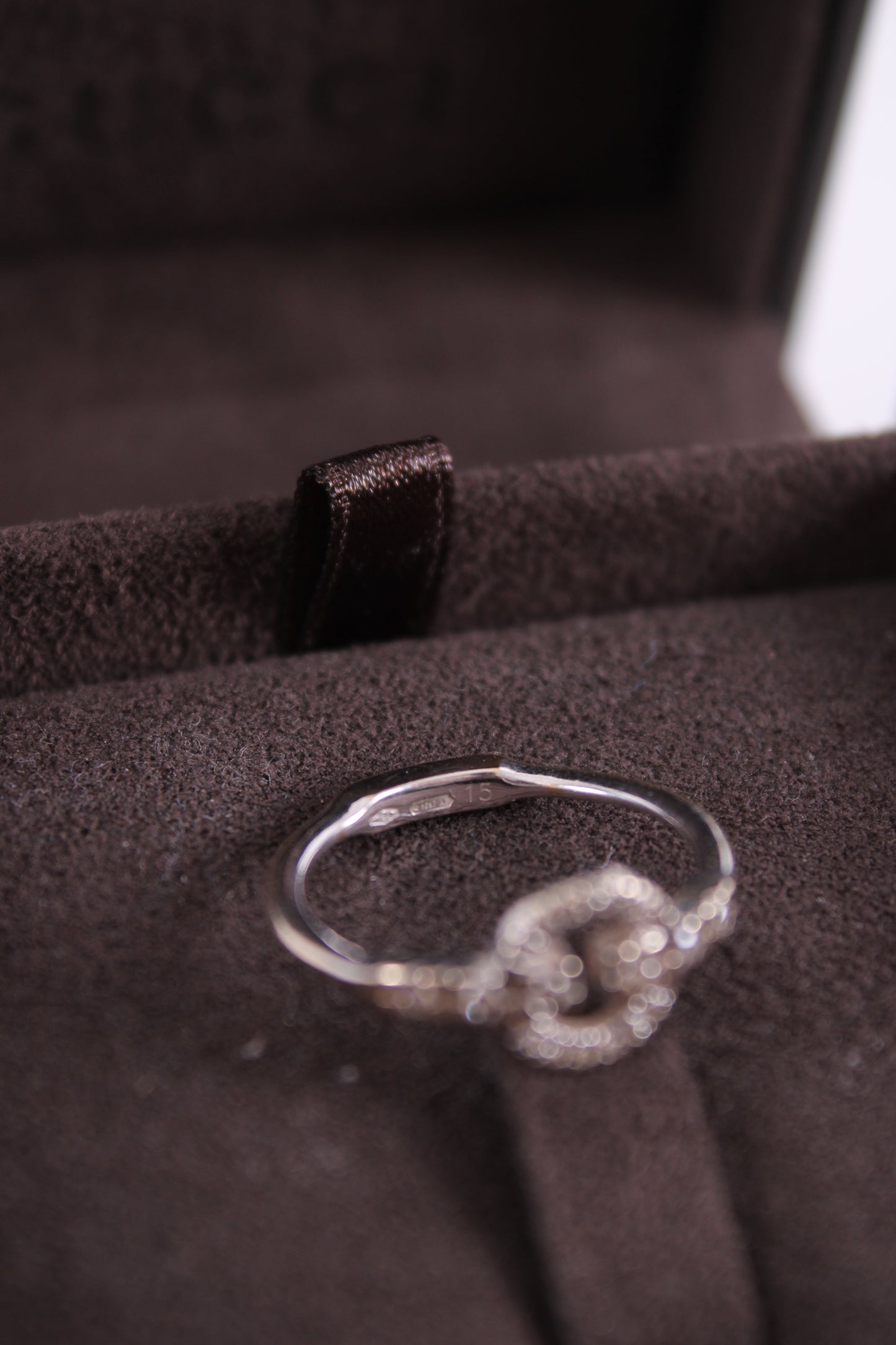 Gucci 18ct White Gold & Diamond Double G Ring 18ct White Gold 15 | O/S, Gold