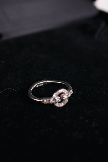 Gucci 18ct White Gold & Diamond Double G Ring 18ct White Gold 15 | O/S, Gold