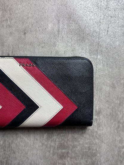 Prada Saffiano Leather Colour Block Continental Wallet