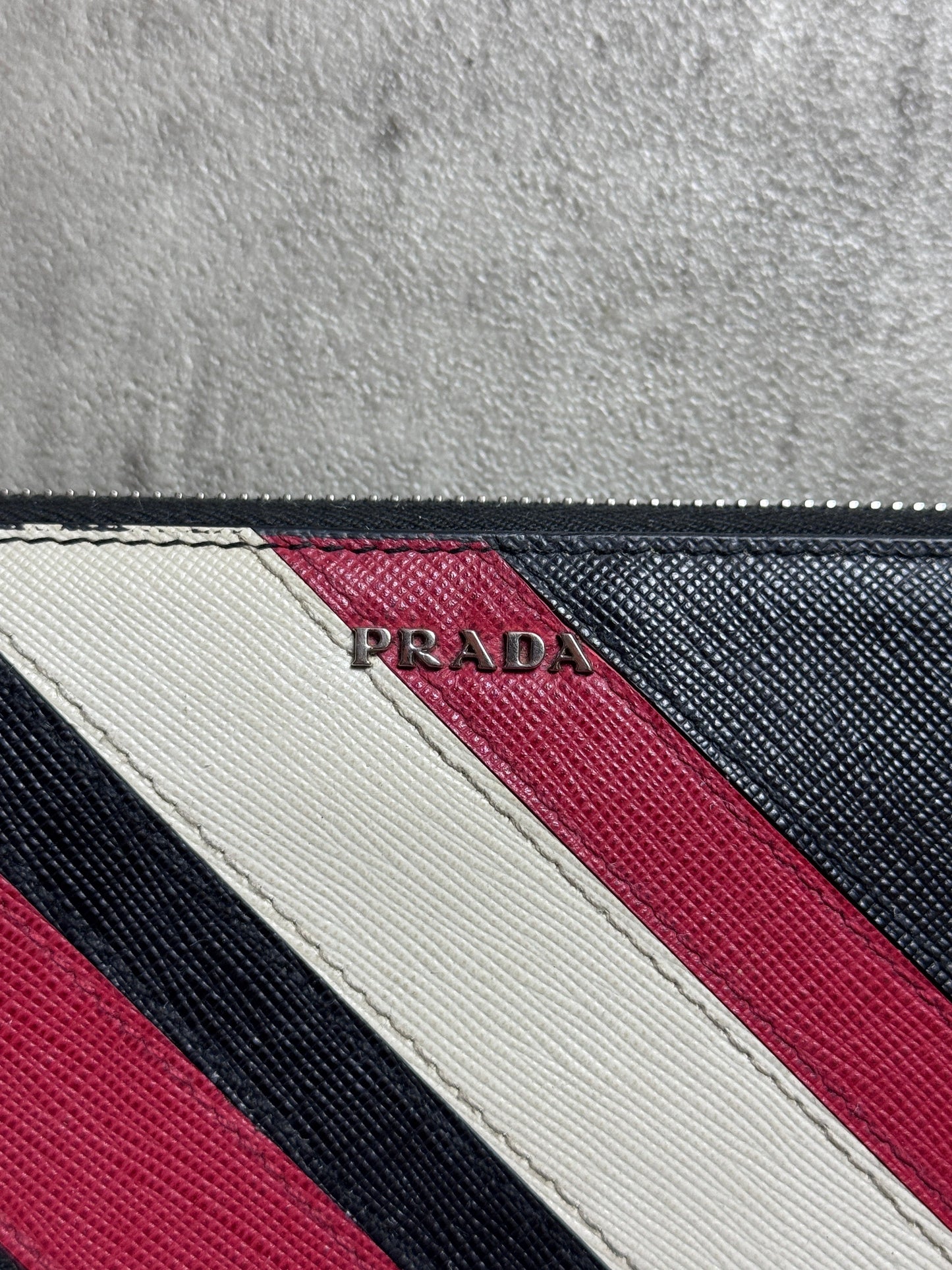 Prada Saffiano Leather Colour Block Continental Wallet
