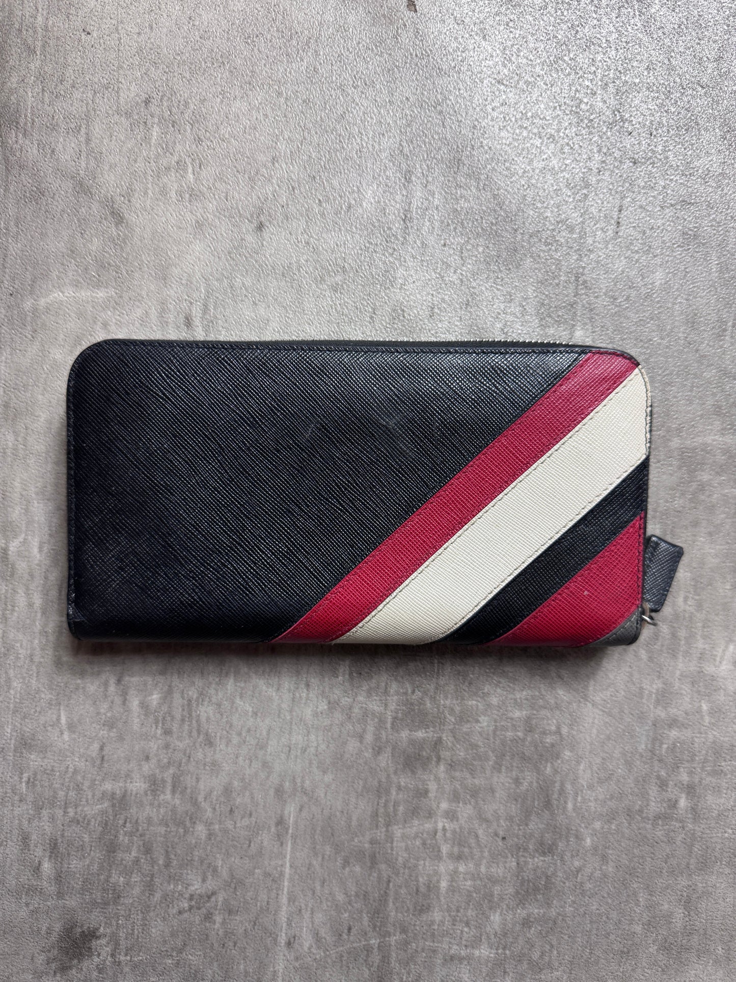 Prada Saffiano Leather Colour Block Continental Wallet