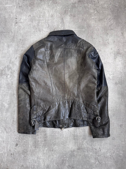 Armani Jeans Khaki Leather Moto Jacket SC: 5782