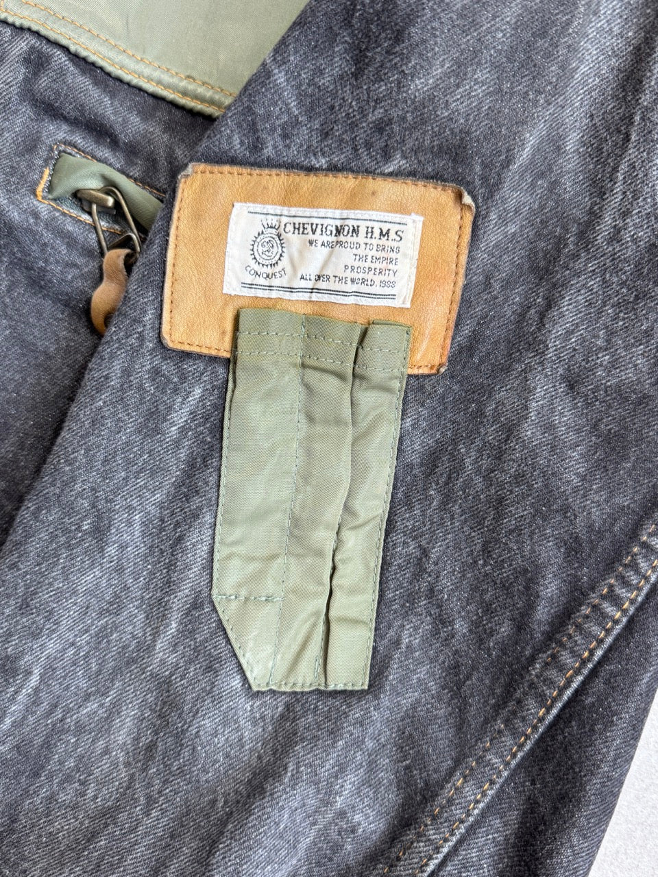 Chevignon Leather Collar Denim Jacket