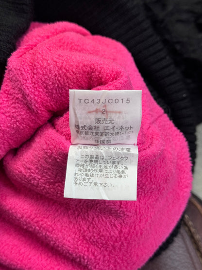 Tsumori Chisato Black Rib Knit Detail Faux Fur Bomber