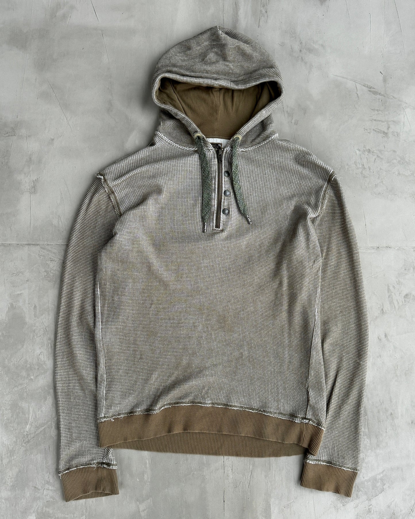 DIESEL 2000'S WAFFLE KNIT HOODIE - L