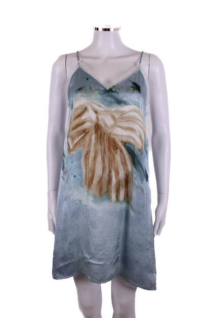 Acne Studios S/S Bow Print Slip Dress Light Blue S | Small, Blue