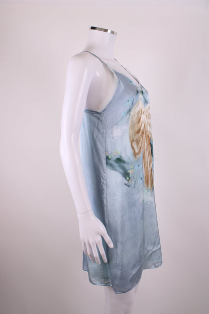 Acne Studios S/S Bow Print Slip Dress Light Blue S | Small, Blue
