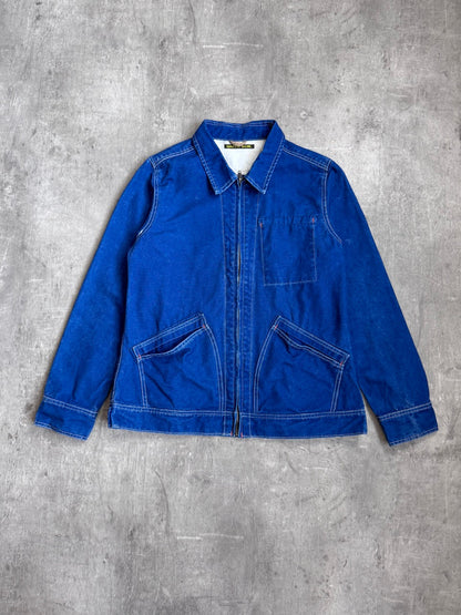 1980s Green Bowl Navy Workwear Jacket