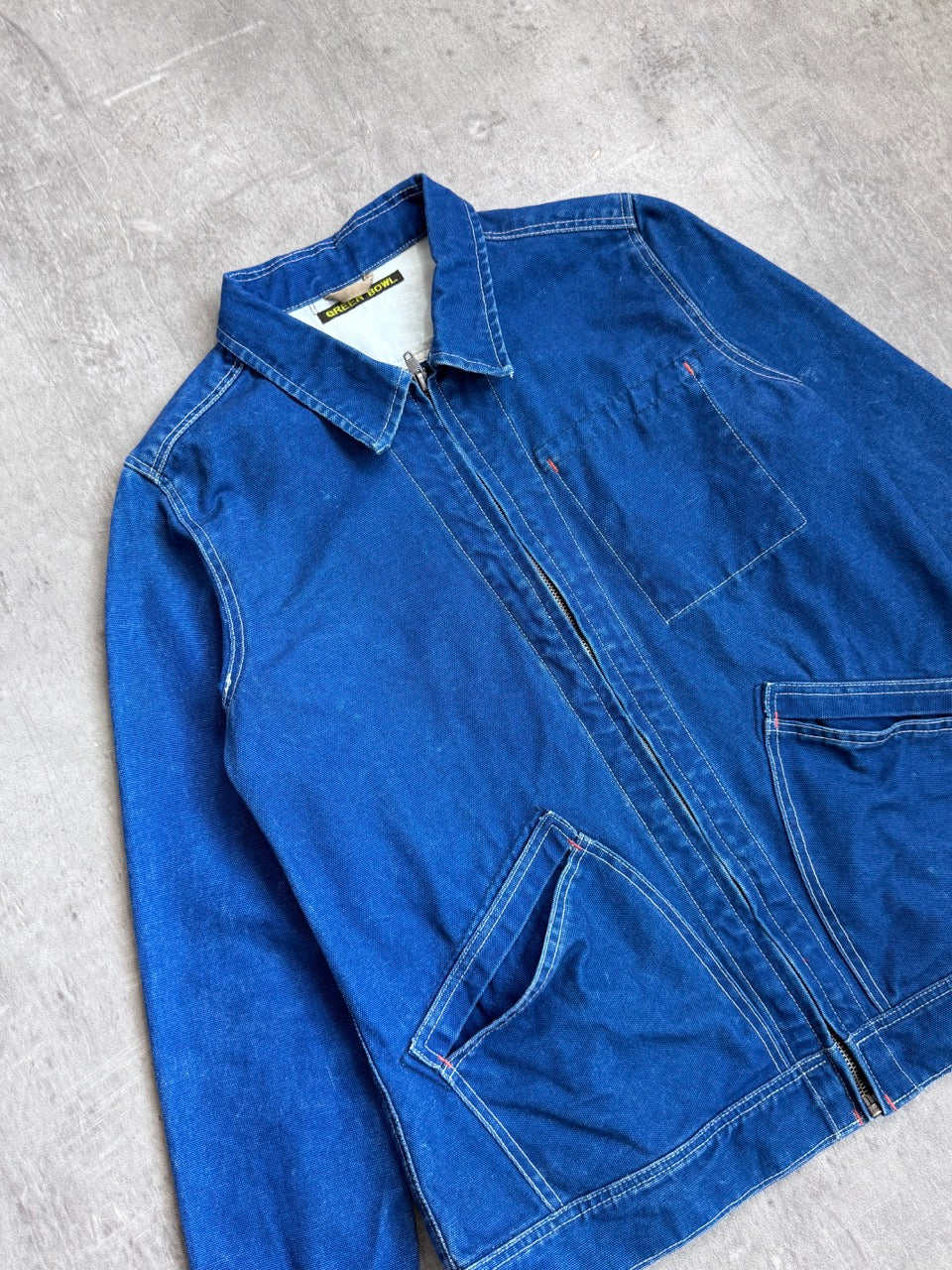 1980s Green Bowl Navy Workwear Jacket