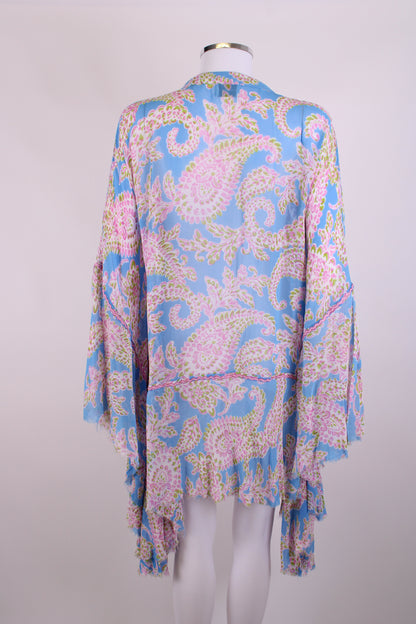 Miss June L/S Sequin Embellished Print Blouse Blue/ Pink O/S | O/S, Blue