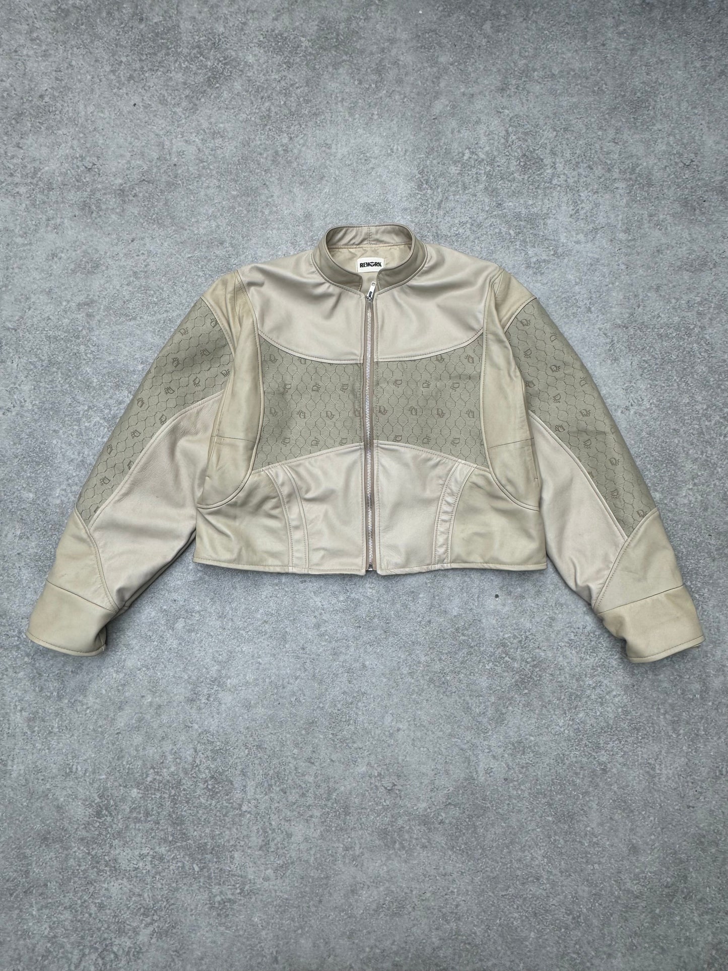 VT Rework: Christian Dior Honeycomb Logo Panelled Leather Racing Jacket