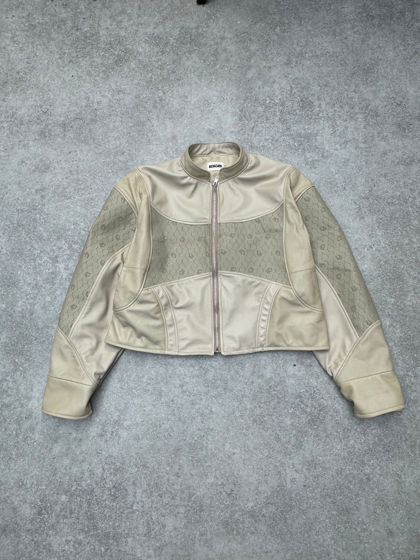 VT Rework: Christian Dior Honeycomb Logo Panelled Leather Racing Jacket