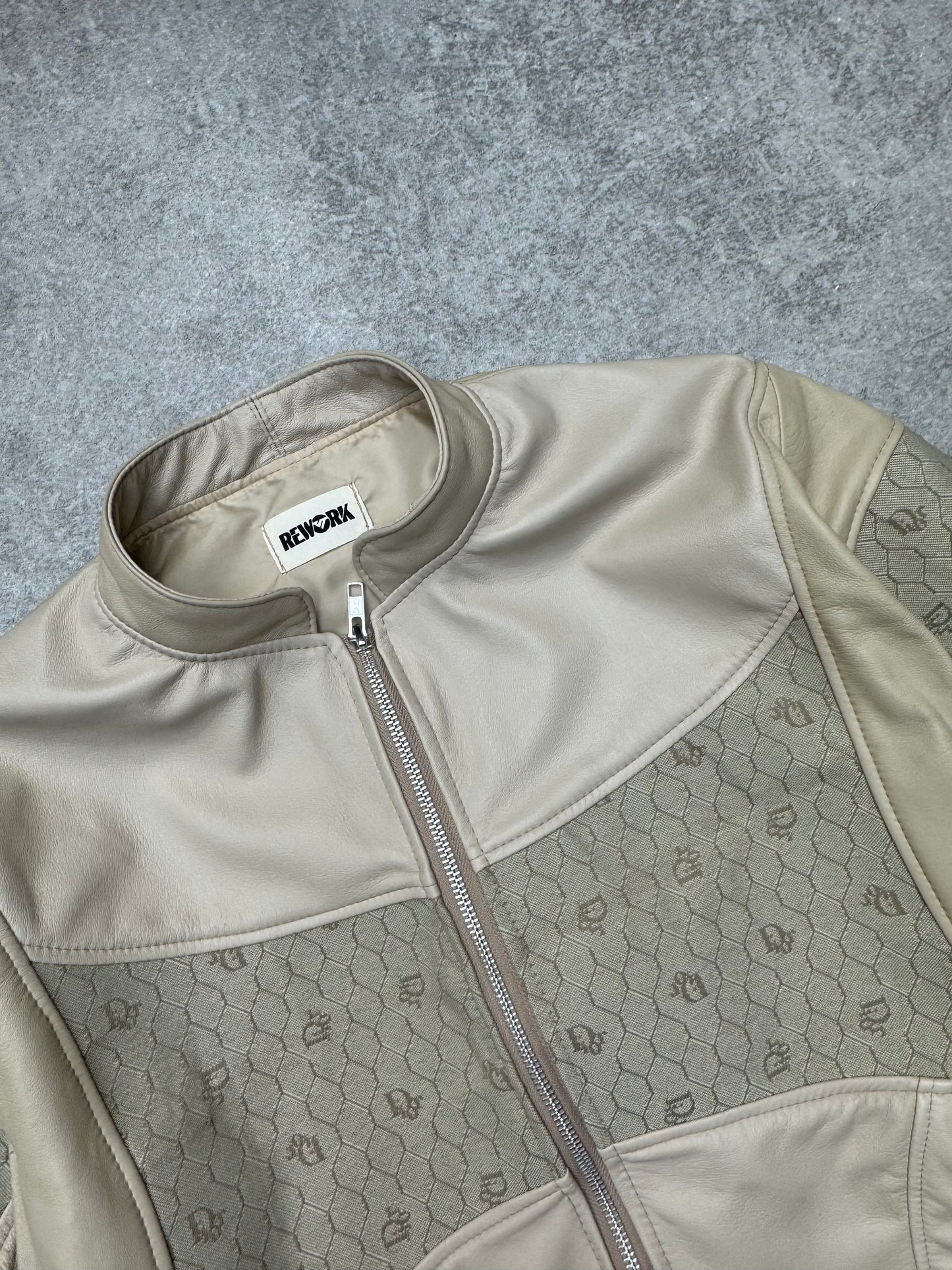 VT Rework: Christian Dior Honeycomb Logo Panelled Leather Racing Jacket