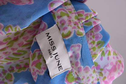 Miss June L/S Sequin Embellished Print Blouse Blue/ Pink O/S | O/S, Blue