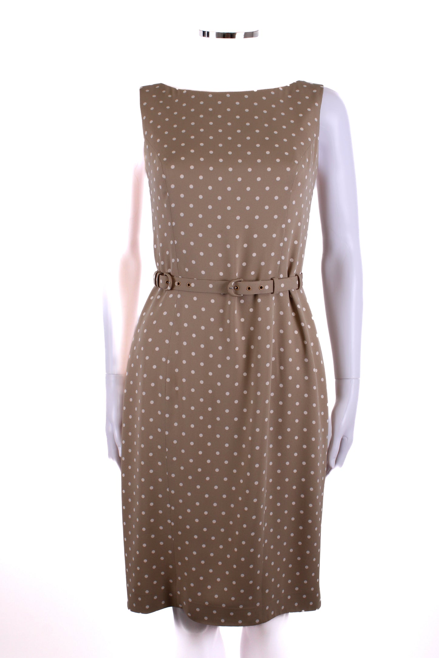 Unknown Silk polka dot dress with belt Beige and Cream M | Medium, Beige