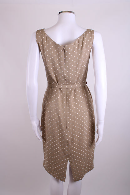 Unknown Silk polka dot dress with belt Beige and Cream M | Medium, Beige