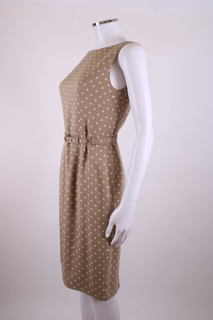 Unknown Silk polka dot dress with belt Beige and Cream M | Medium, Beige