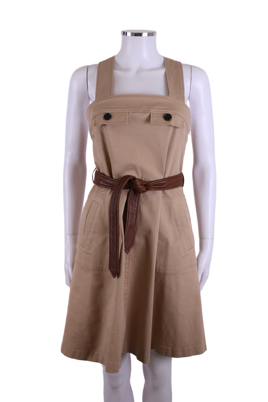 Claudie Pierlot Belted Pinafore Dress Beige 38 | O/S, Beige