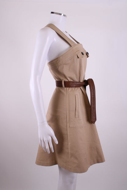 Claudie Pierlot Belted Pinafore Dress Beige 38 | O/S, Beige