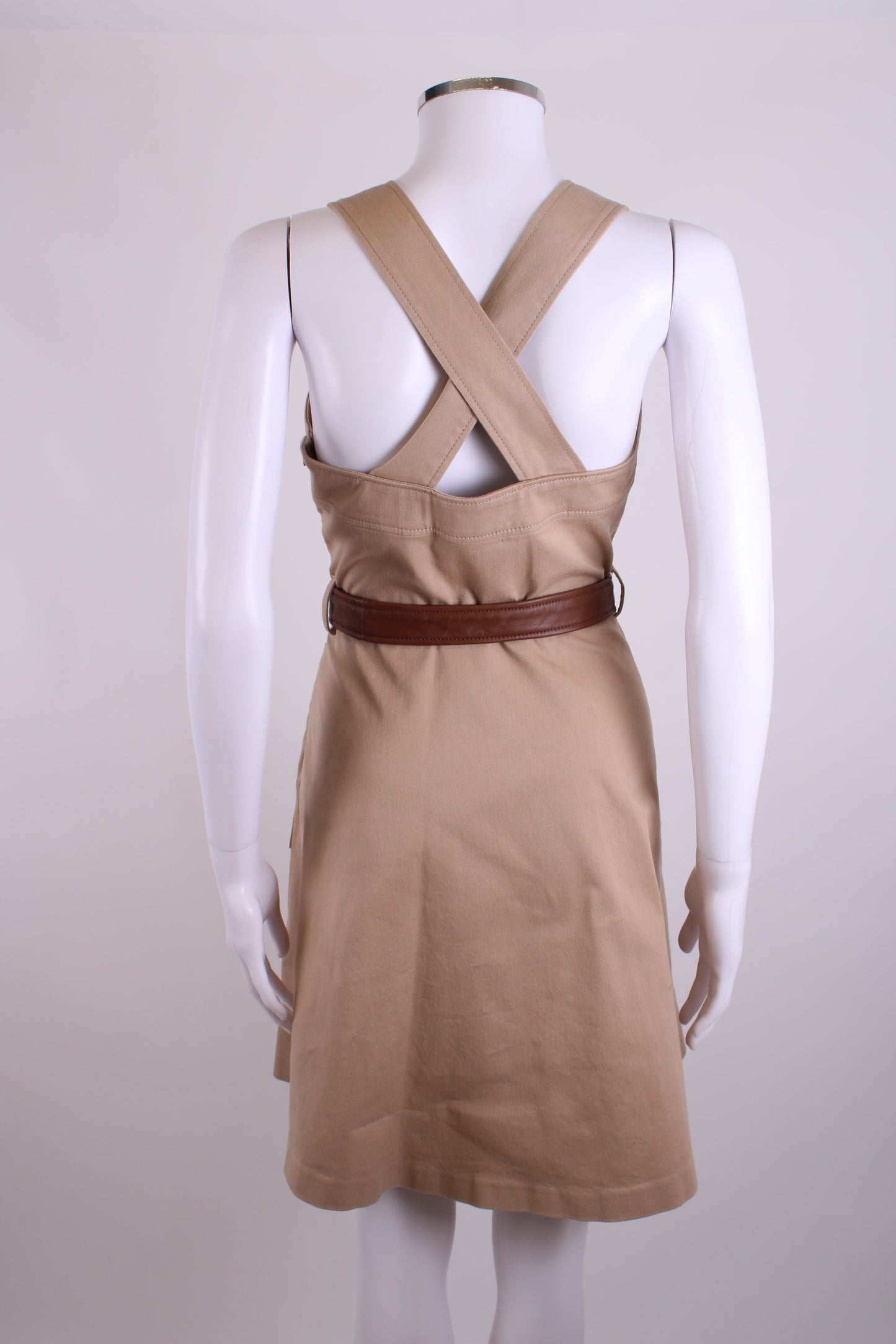 Claudie Pierlot Belted Pinafore Dress Beige 38 | O/S, Beige