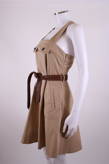 Claudie Pierlot Belted Pinafore Dress Beige 38 | O/S, Beige