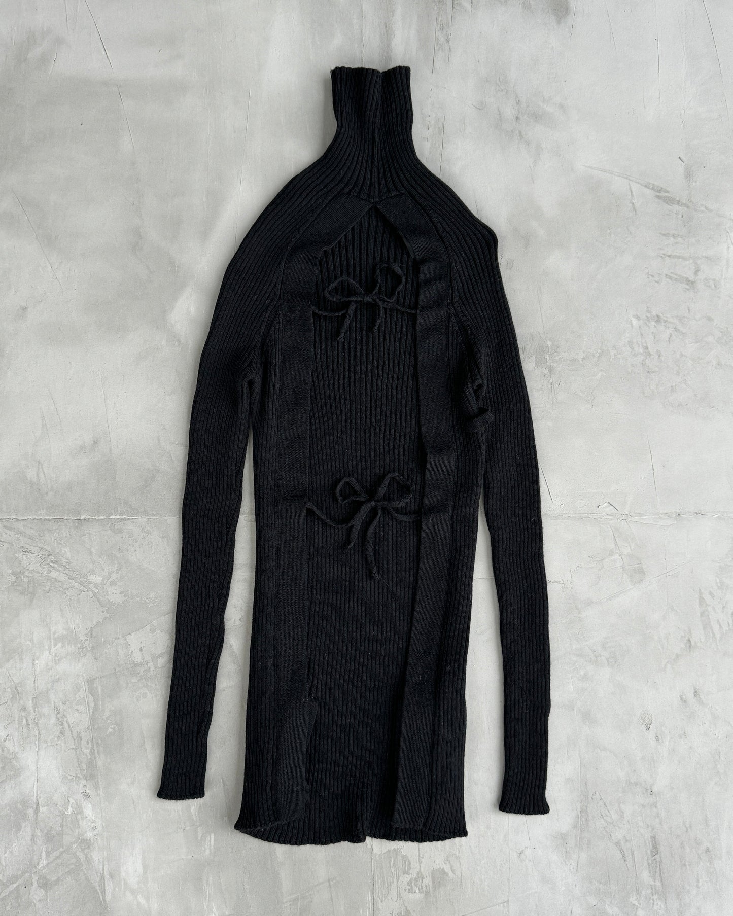 JEAN PAUL GAULTIER JPG BACKLESS TIE RIBBED SWEATSHIRT - M/L | Medium, Black