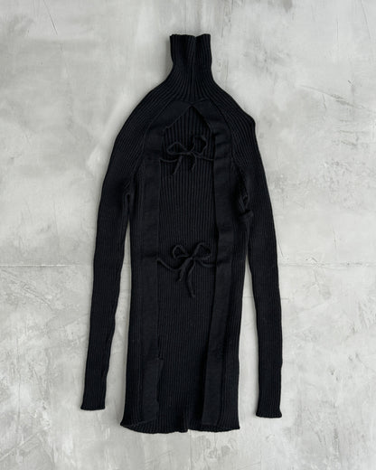 JEAN PAUL GAULTIER JPG BACKLESS TIE RIBBED SWEATSHIRT - M/L | Medium, Black