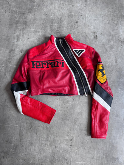 VT Rework x Taya Francis Trinidad and Tobago Ferrari Cropped Leather Jacket