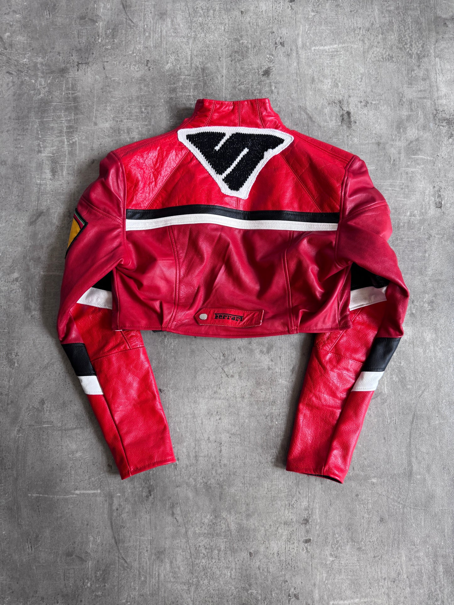 VT Rework x Taya Francis Trinidad and Tobago Ferrari Cropped Leather Jacket