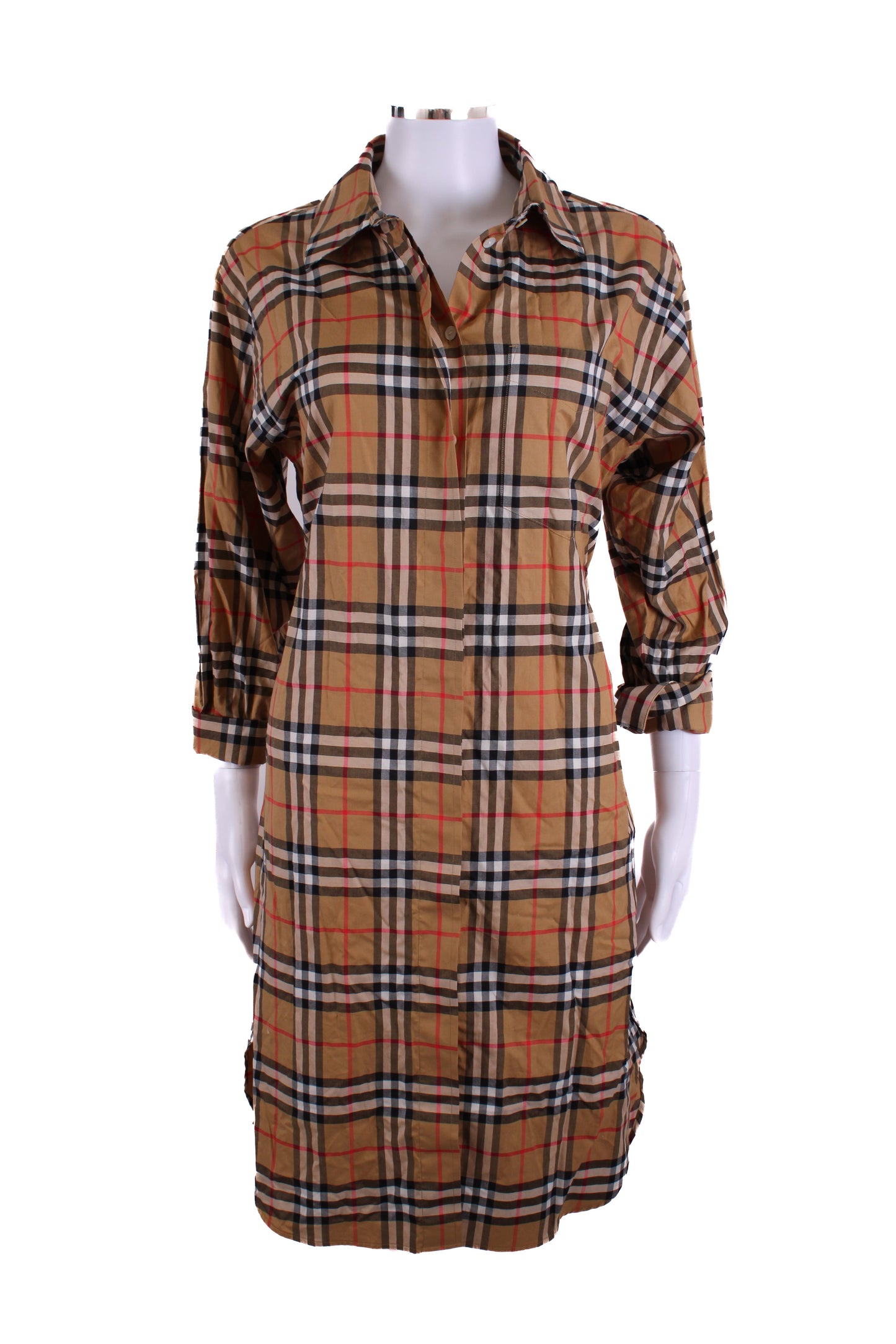 Burberry L/S Check Shirt Dress Tan 8 | O/S, Tan