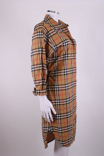 Burberry L/S Check Shirt Dress Tan 8 | O/S, Tan