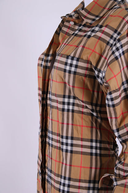 Burberry L/S Check Shirt Dress Tan 8 | O/S, Tan