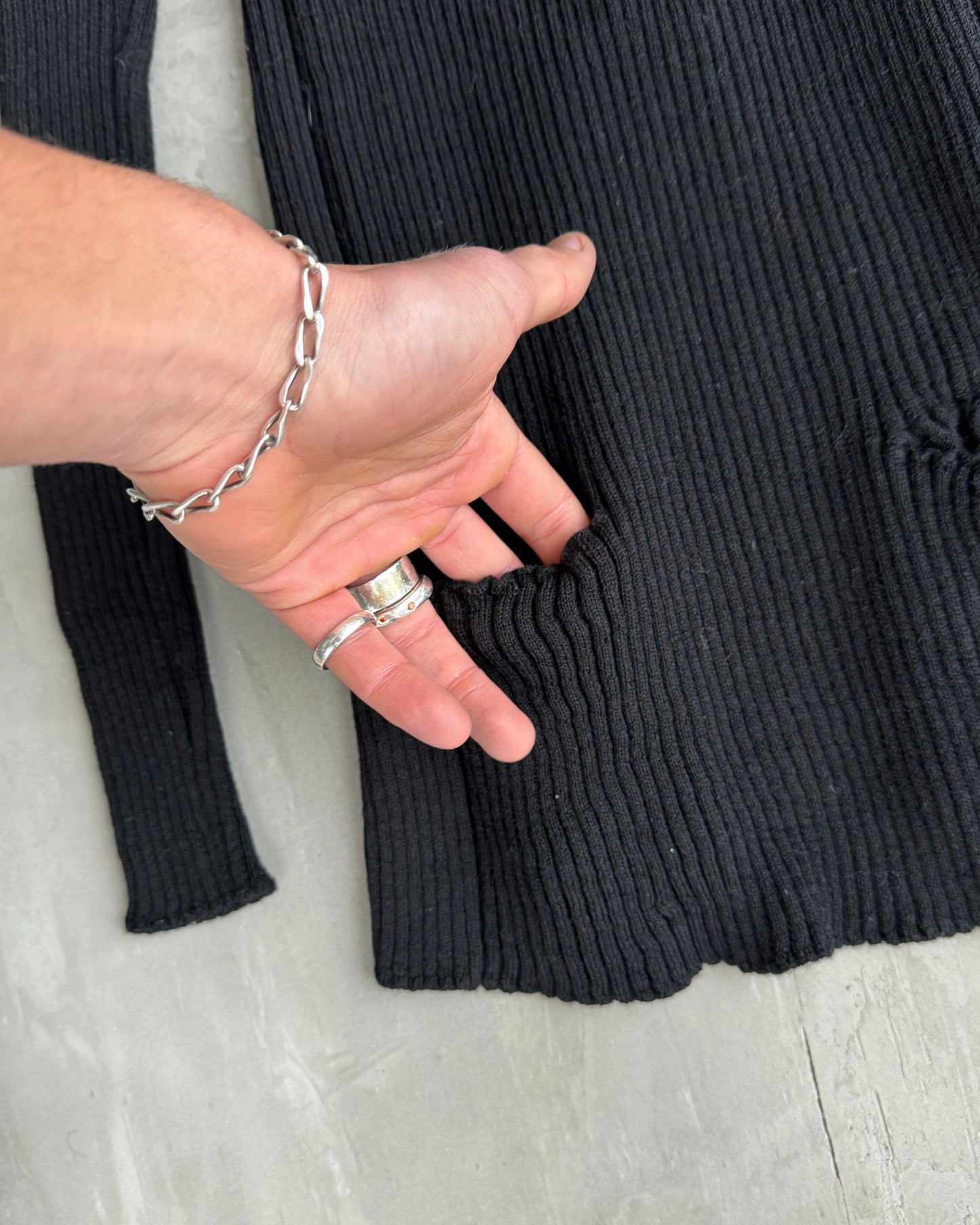 JEAN PAUL GAULTIER JPG BACKLESS TIE RIBBED SWEATSHIRT - M/L | Medium, Black