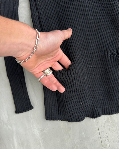 JEAN PAUL GAULTIER JPG BACKLESS TIE RIBBED SWEATSHIRT - M/L | Medium, Black
