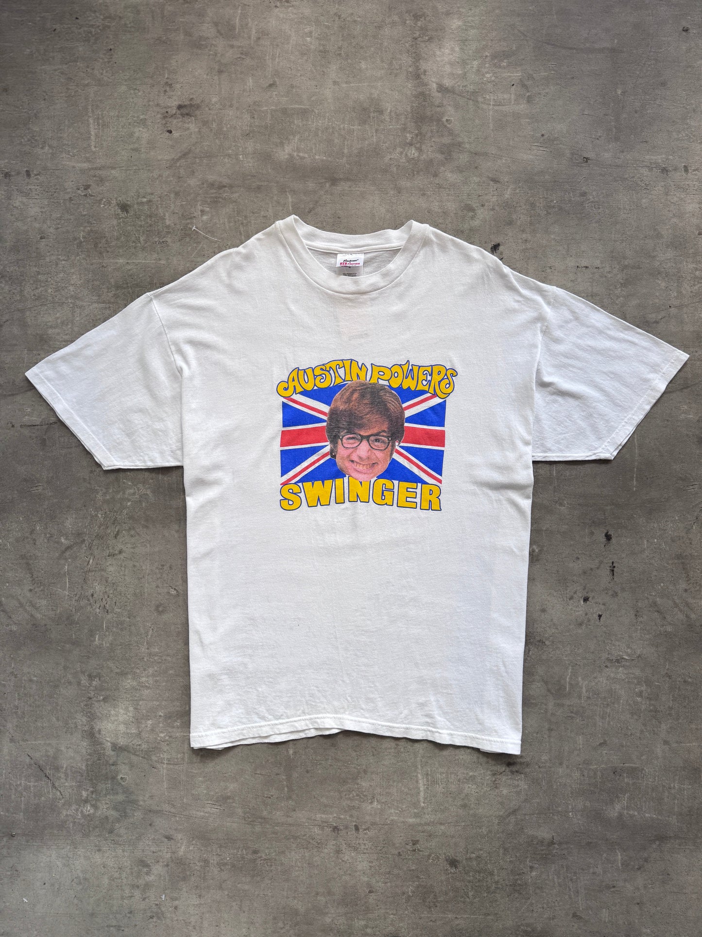 1998 Austin Powers "Swinger" Union Jacket Movie Promo Graphic Tee | Extra Large, Multicoloured