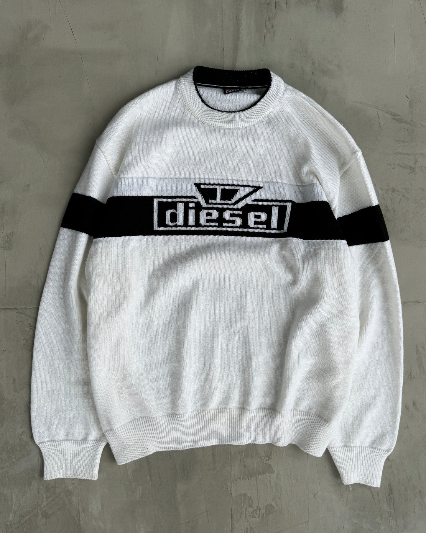 DIESEL 2000'S SPELL OUT LOGO KNIT SWEATSHIRT - XL | XL, Black