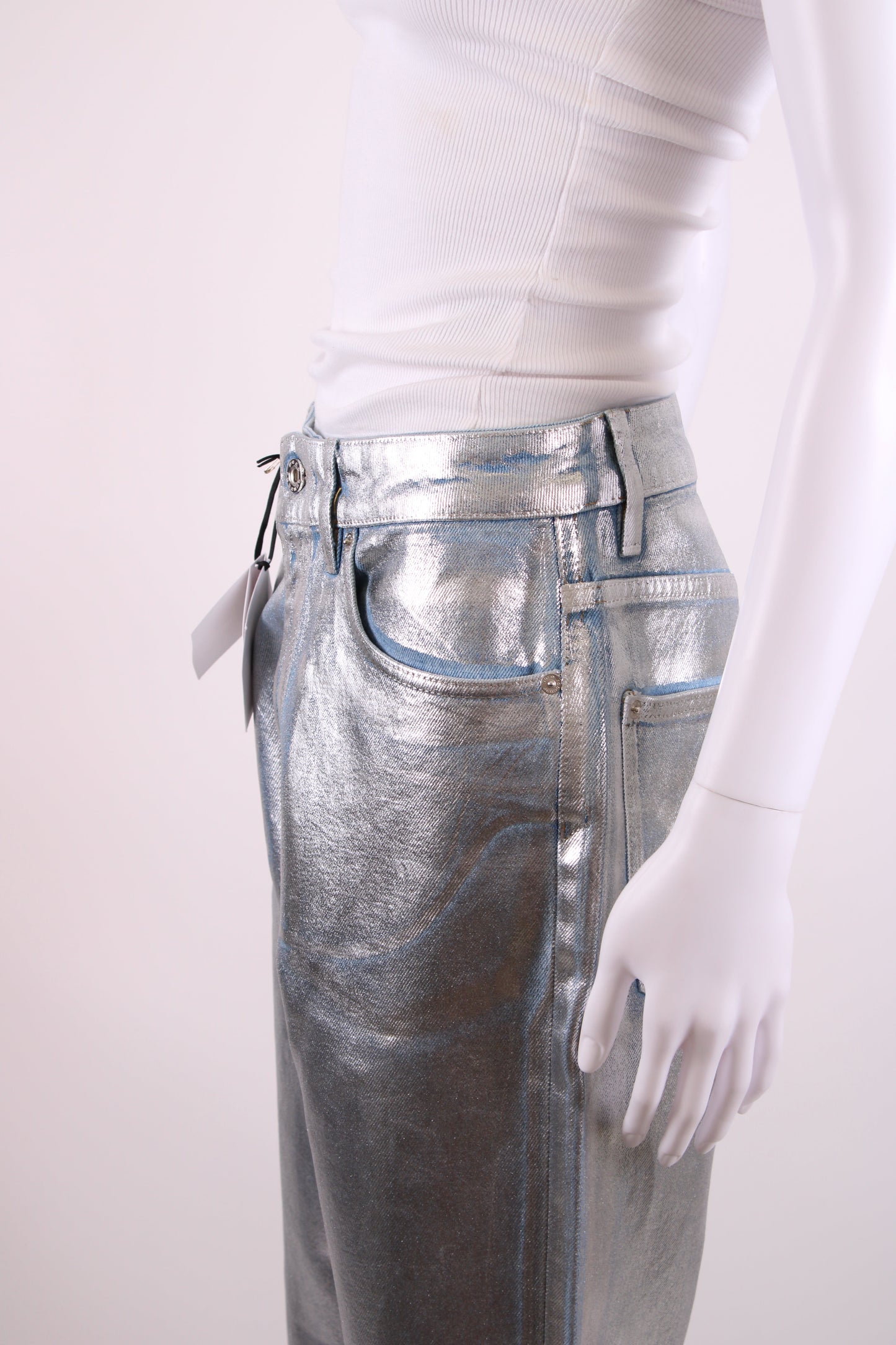 Paco Rabanne Coated Jeans Silver 27 | O/S, Silver