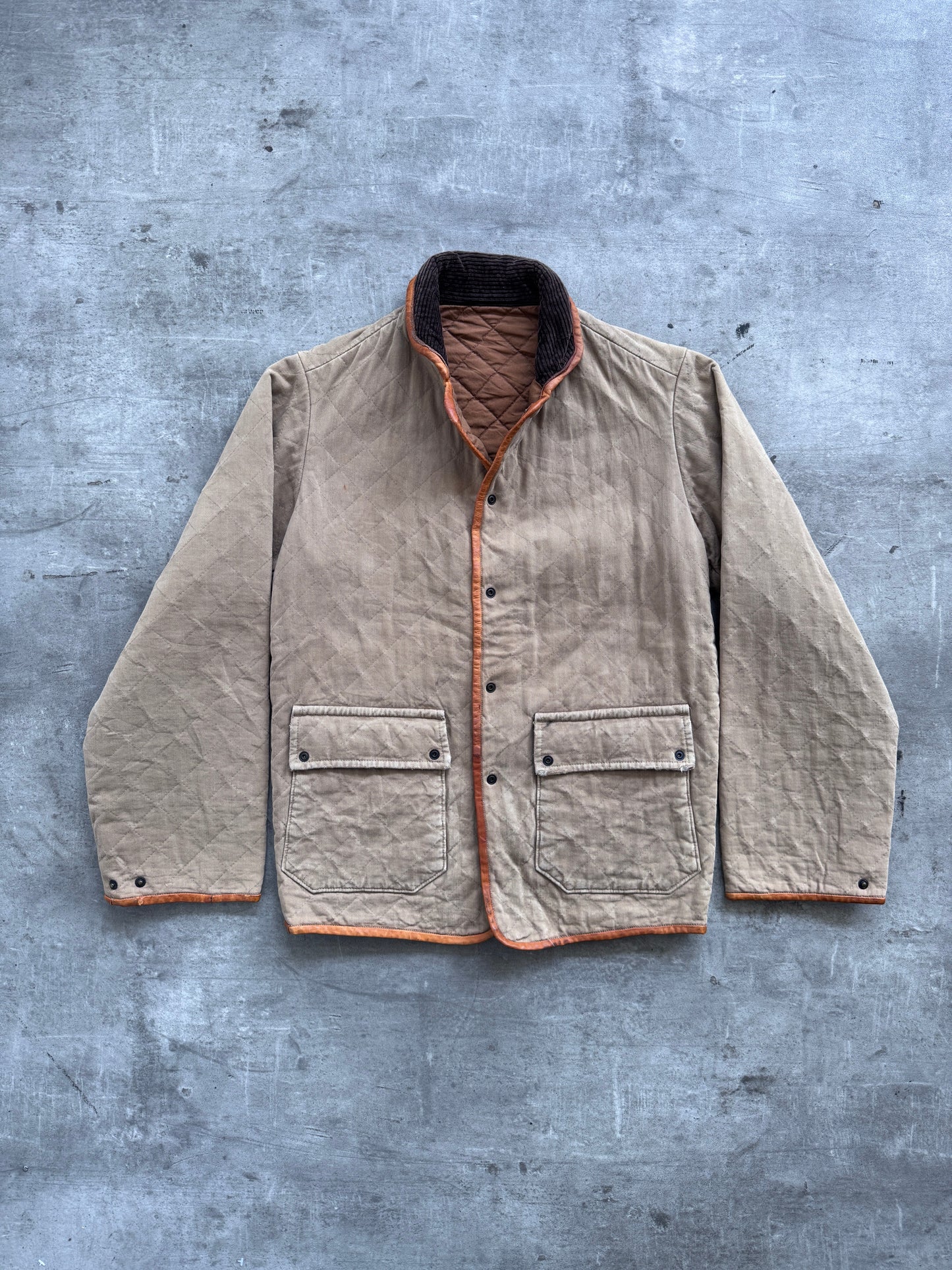 Kapital Japan Diamond Quilt Canvas Leather Trim Field Jacket | Small, Multicoloured